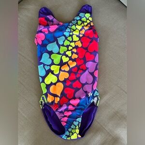 GK Multicolor Heart Kids One Piece Gymnastics Leo
